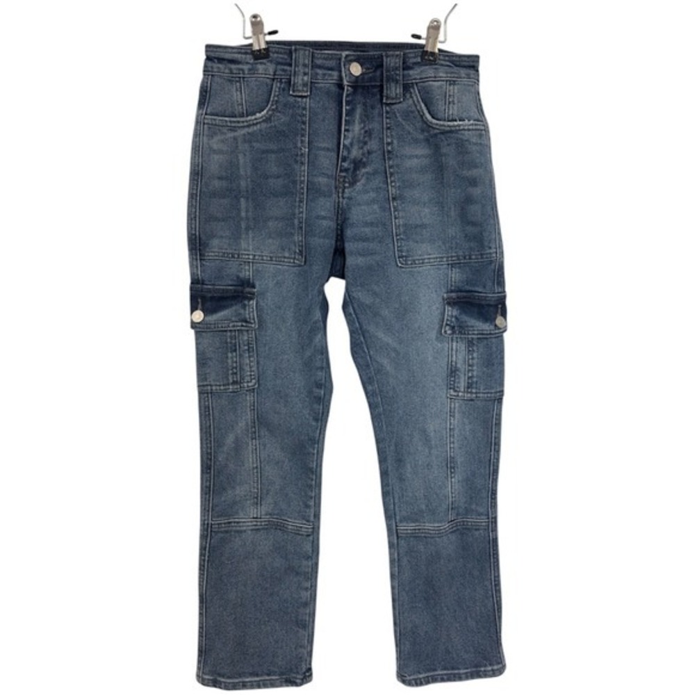 KanCan Womens Medium Wash Cargo Utility Straight Leg Jeans KC7843D Size 24‎
